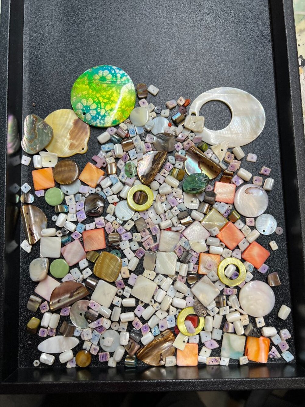 1/2 Pound Shell or Mother of Pearl Bead Mix Lot 2